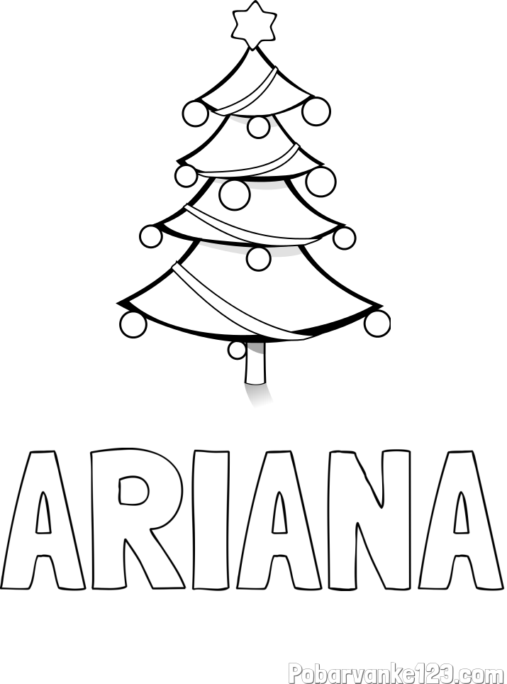 Pobarvanka imena ARIANA in božična smreka