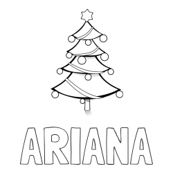 Online izdelana pobarvanka - Pobarvanka imena ARIANA in božična smreka