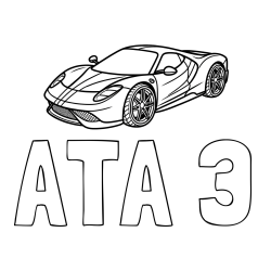 Online izdelana pobarvanka - Pobarvanka imena ATA 3 in pobarvanka dirkalnega avtomobila