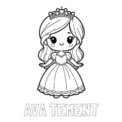 Online izdelana pobarvanka - Pobarvanka imena AVA TEMENT in pobarvanka ljubke princeske