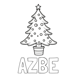 Online izdelana pobarvanka - Pobarvanka imena AŽBE in pobarvanka lepe božične smrečice