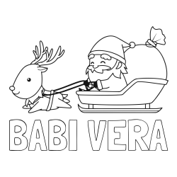 Online izdelana pobarvanka - Pobarvanka imena BABI VERA in pobarvanka Božička na saneh ter jelenčka Rudolfa