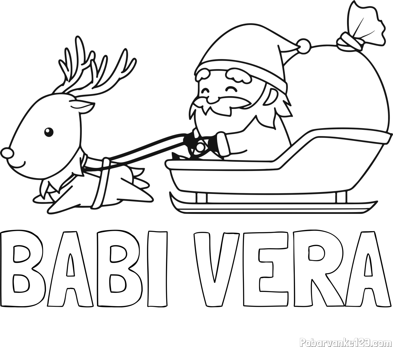 Pobarvanka imena BABI VERA in pobarvanka Božička na saneh ter jelenčka Rudolfa