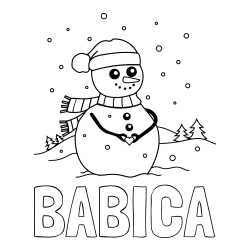 Online izdelana pobarvanka - Pobarvanka imena BABICA in pobarvanka prikupnega snežaka