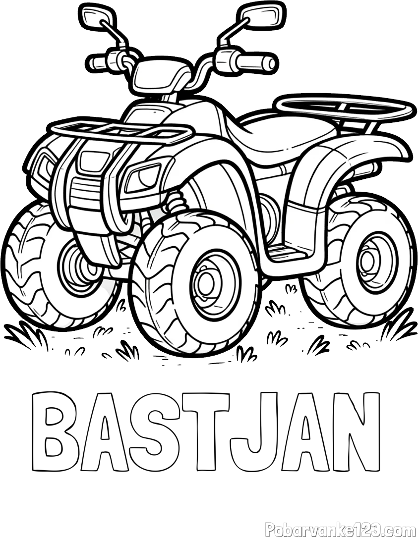 Pobarvanka imena BASTJAN in pobarvanka velikega štirikolesnika