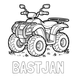 Online izdelana pobarvanka - Pobarvanka imena BASTJAN in pobarvanka velikega štirikolesnika