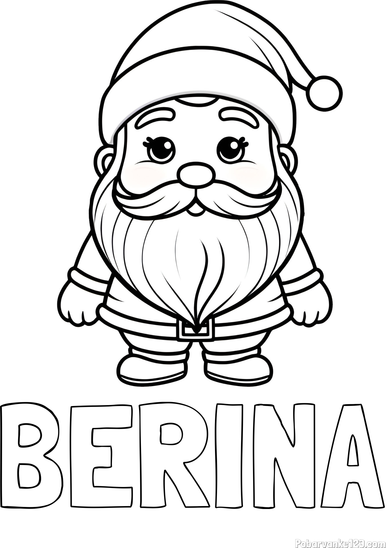 Pobarvanka imena BERINA in otroška pobarvanka ljubkega Božička
