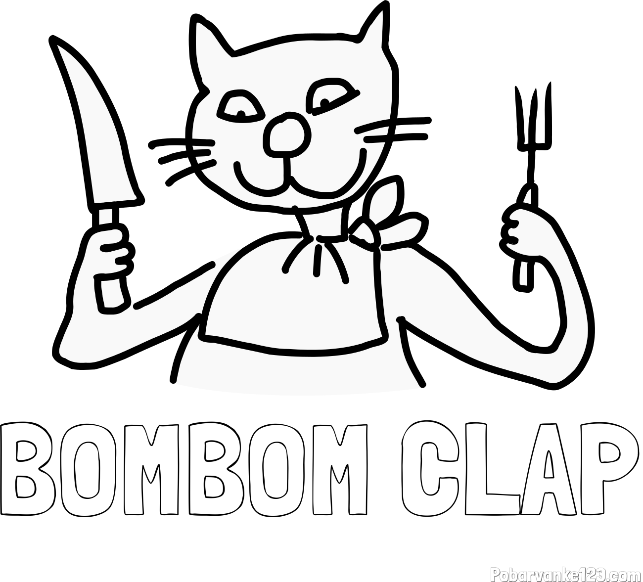 Pobarvanka imena BOMBOM CLAP in pobarvanka mačke pri kosilu