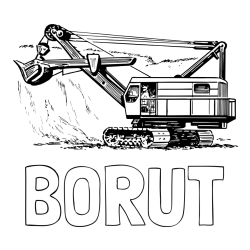 Online izdelana pobarvanka - Pobarvanka imena BORUT in pobarvanka bagra 2