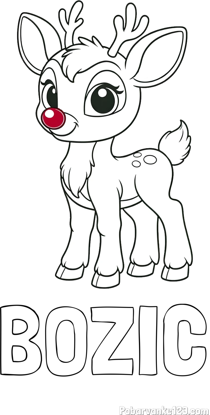 Pobarvanka imena BOŽIČ in pobarvanka nasmejanega jelenčka Rudolfa