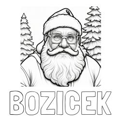 Online izdelana pobarvanka - Pobarvanka imena BOŽIČEK in pobarvanka Božička z očali