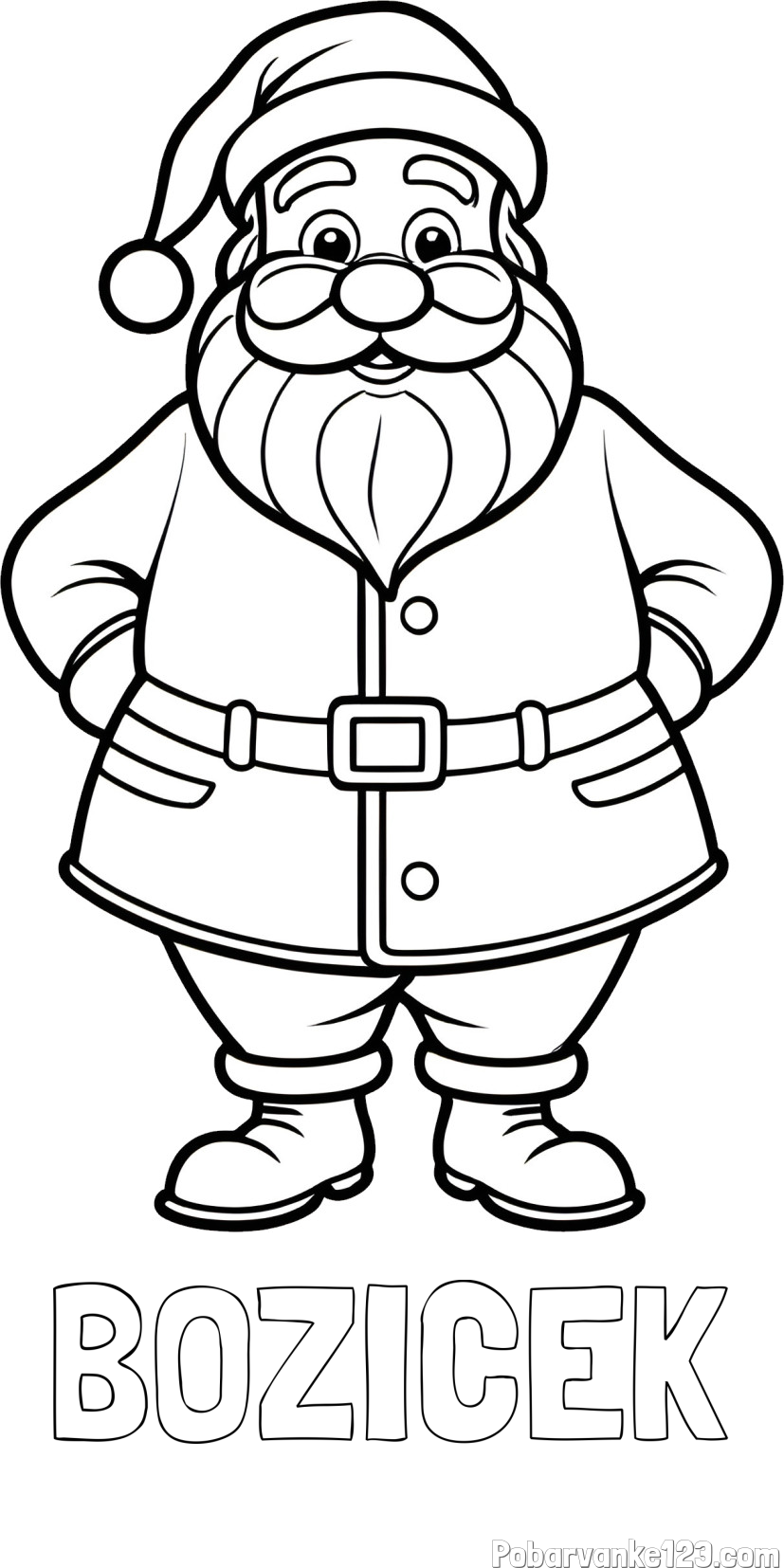 Pobarvanka imena BOŽIČEK in pobarvanka stoječega Božička