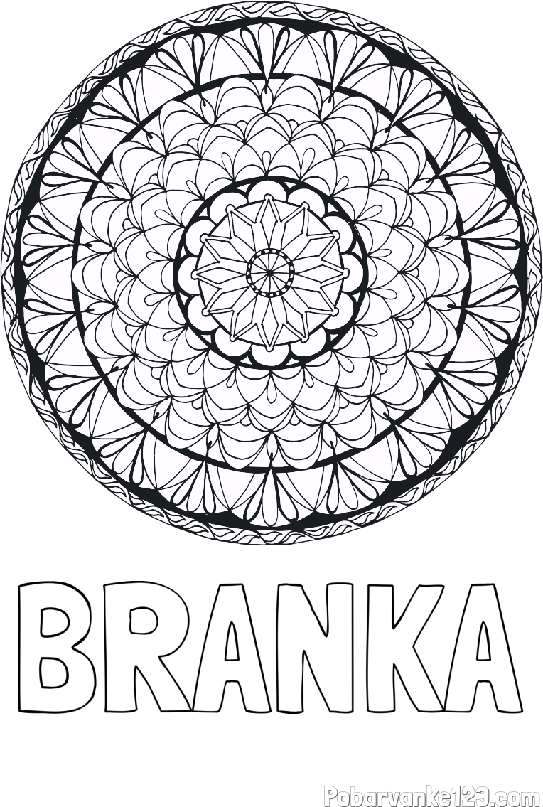 Pobarvanka imena BRANKA in mandale 4