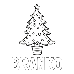 Online izdelana pobarvanka - Pobarvanka imena BRANKO in pobarvanka lepe božične smrečice