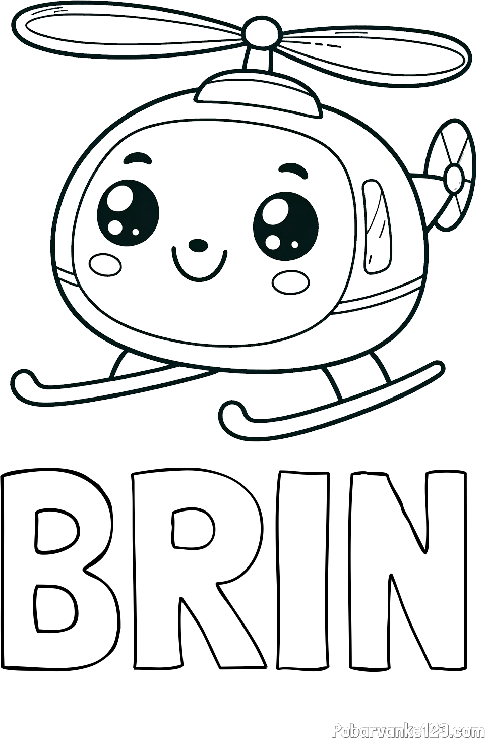 Pobarvanka imena BRIN in otroška pobarvanka ljubkega helikopterja