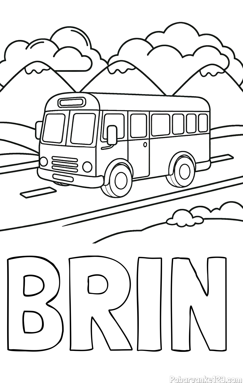 Pobarvanka imena BRIN in pobarvanka avtobusa na vožnji