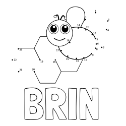 Online izdelana pobarvanka - Pobarvanka imena BRIN in pobarvanka čebelice in satja - poveži številke