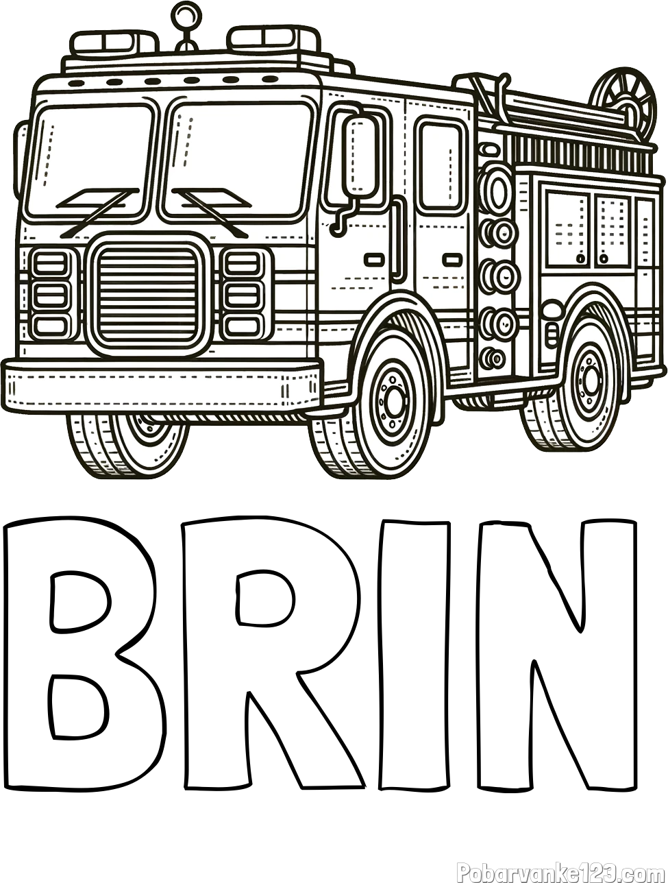 Pobarvanka imena BRIN in pobarvanka gasilskega avta