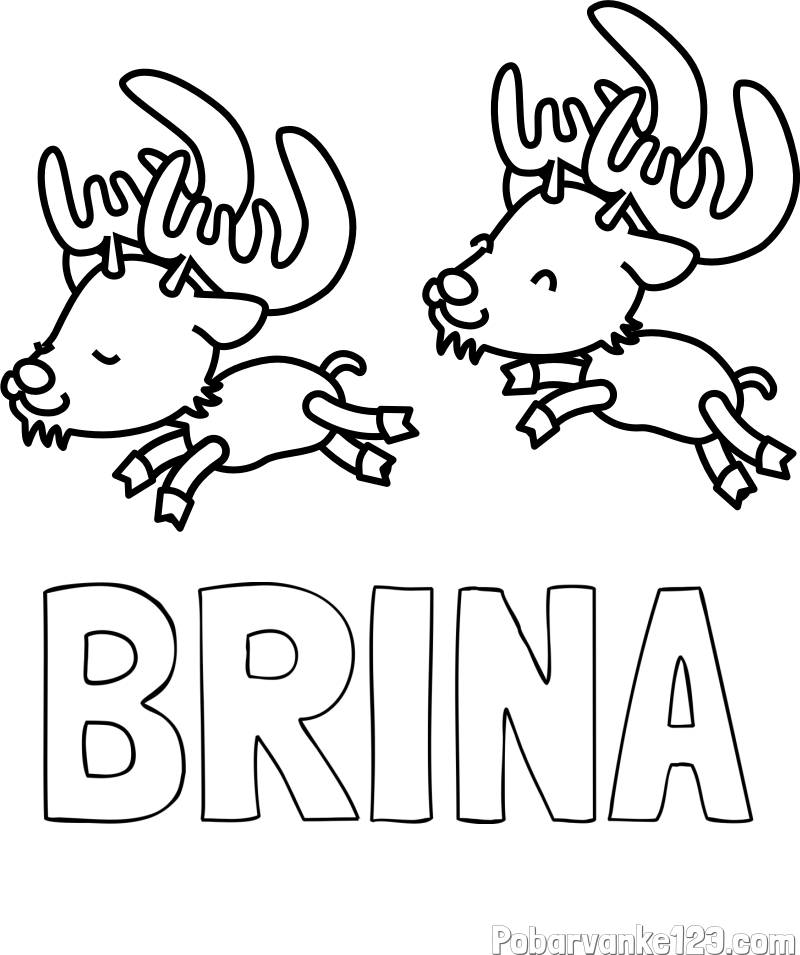 Pobarvanka imena BRINA in jelenčka