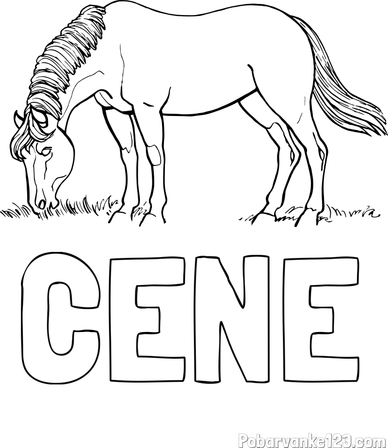 Pobarvanka imena CENE in pobarvanka konja med pašo