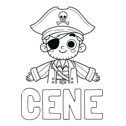 Online izdelana pobarvanka - Pobarvanka imena CENE in pobarvanka prijaznega gusarja