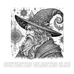 Online izdelana pobarvanka - Pobarvanka imena CENTIMETRU MILIMETRU KLEČ in Čudovita pobarvanka čarovnika