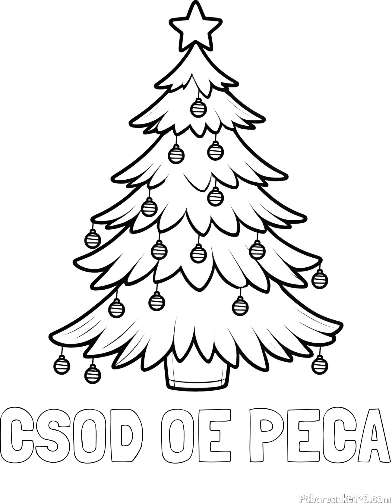 Pobarvanka imena CŠOD OE PECA in pobarvanka božične jelke z božično zvezdico in bunkicami