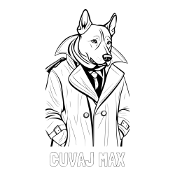 Online izdelana pobarvanka - Pobarvanka imena ČUVAJ MAX in pobarvanka kužka detektiva