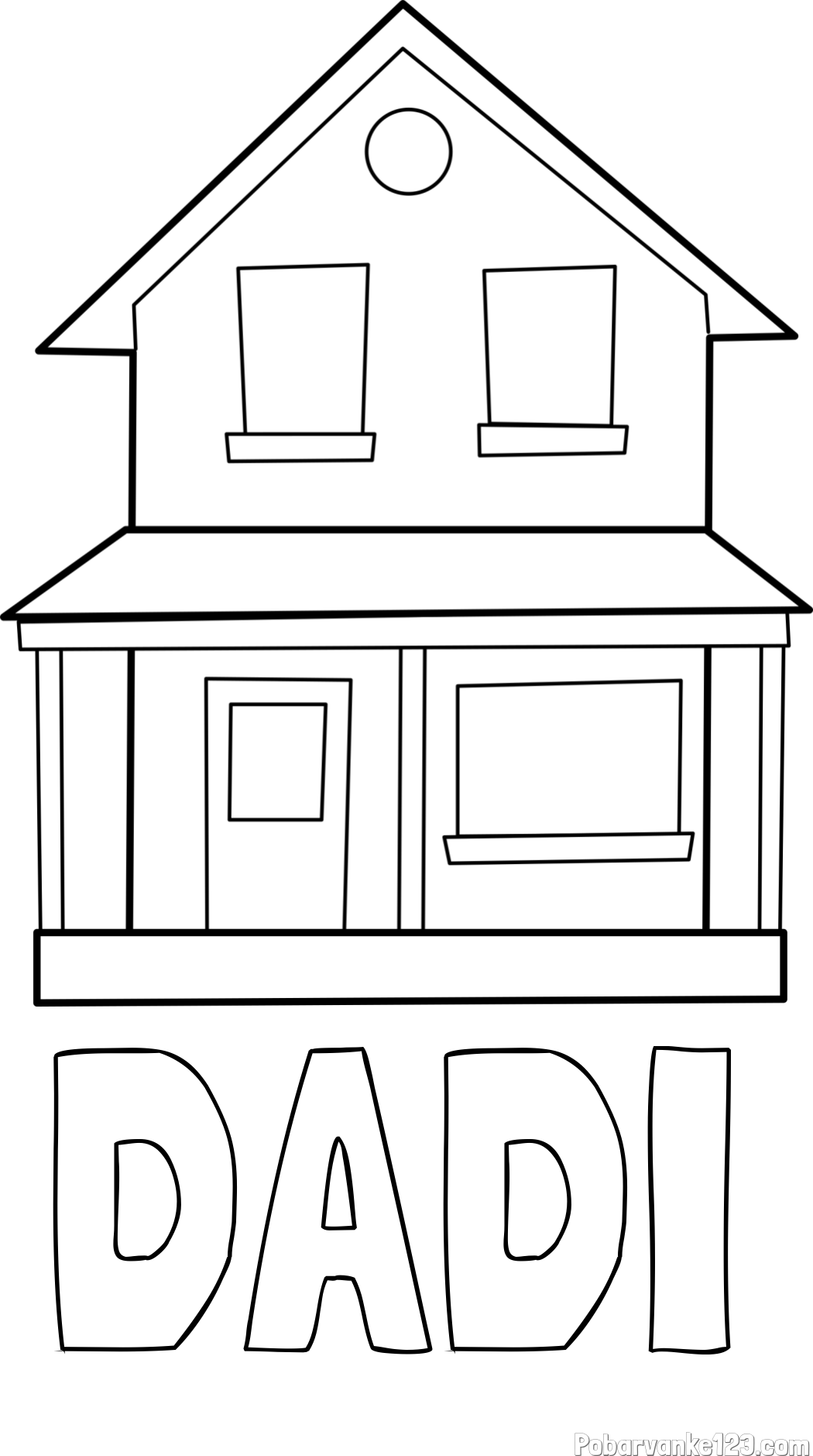 Pobarvanka imena DADI in pobarvanka preproste hiše