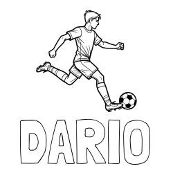 Online izdelana pobarvanka - Pobarvanka imena DARIO in pobarvanka nogometaša v napadu