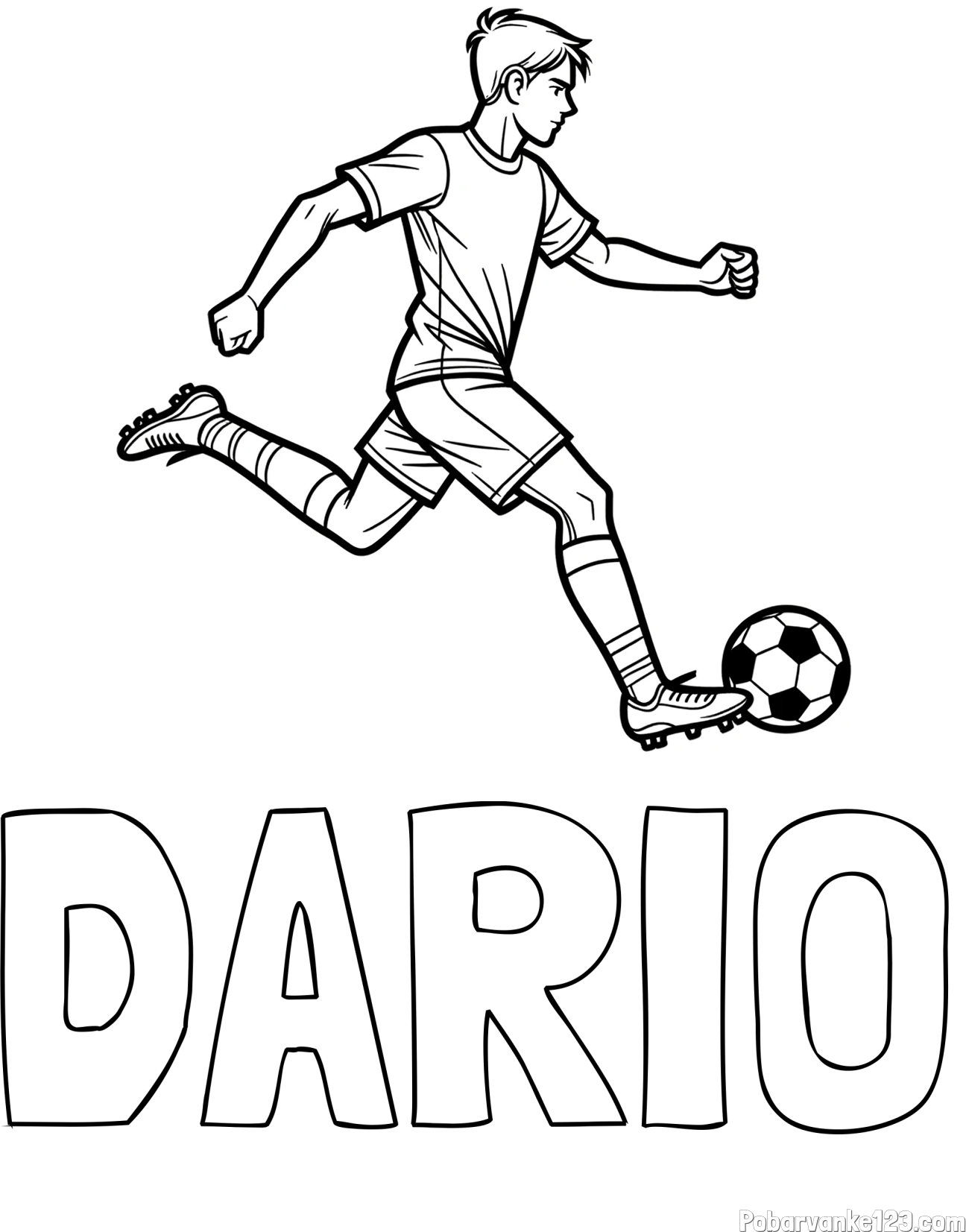 Pobarvanka imena DARIO in pobarvanka nogometaša v napadu