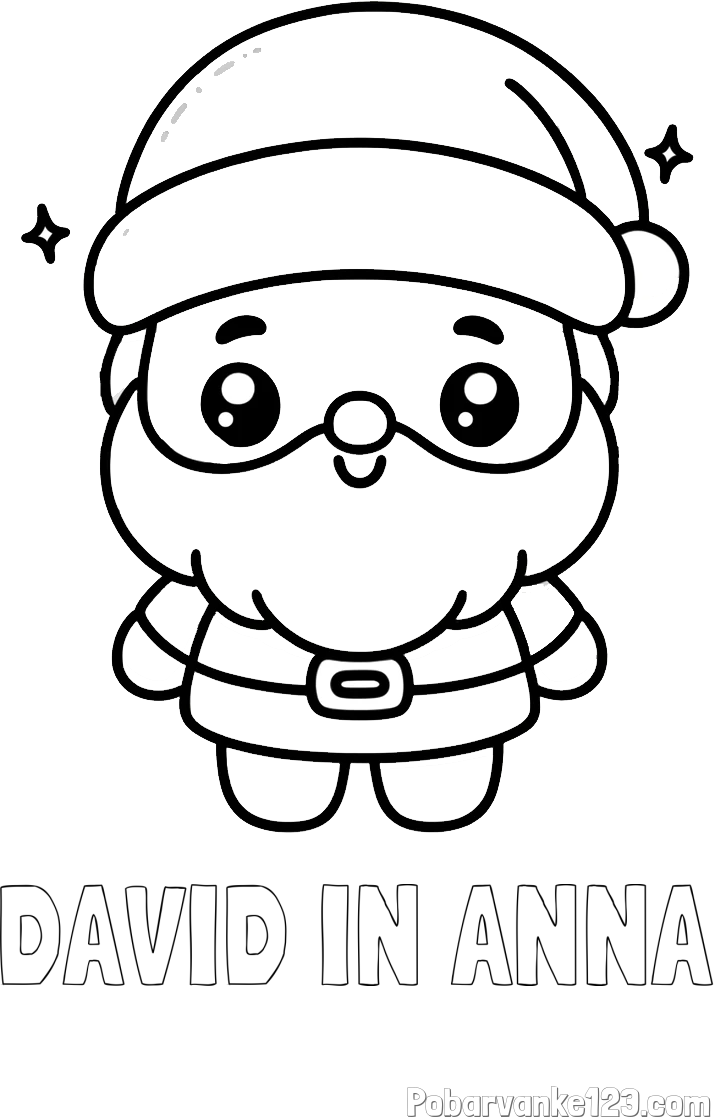 Pobarvanka imena DAVID IN ANNA in enostavna otroška pobarvanka Božička