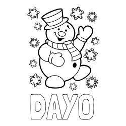 Online izdelana pobarvanka - Pobarvanka imena DAYO in pobarvanka veselega snežaka