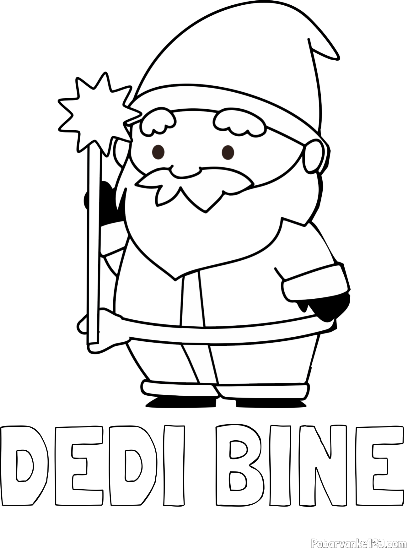 Pobarvanka imena DEDI BINE in dedek Mraz