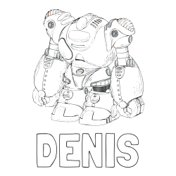 Online izdelana pobarvanka - Pobarvanka imena DENIS in pobarvanka velikega robota