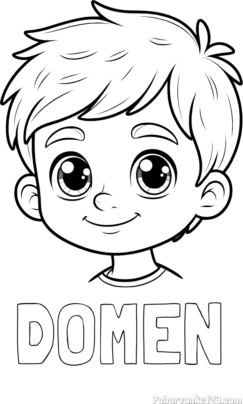 Pobarvanka imena DOMEN in pobarvanka obraza fanta