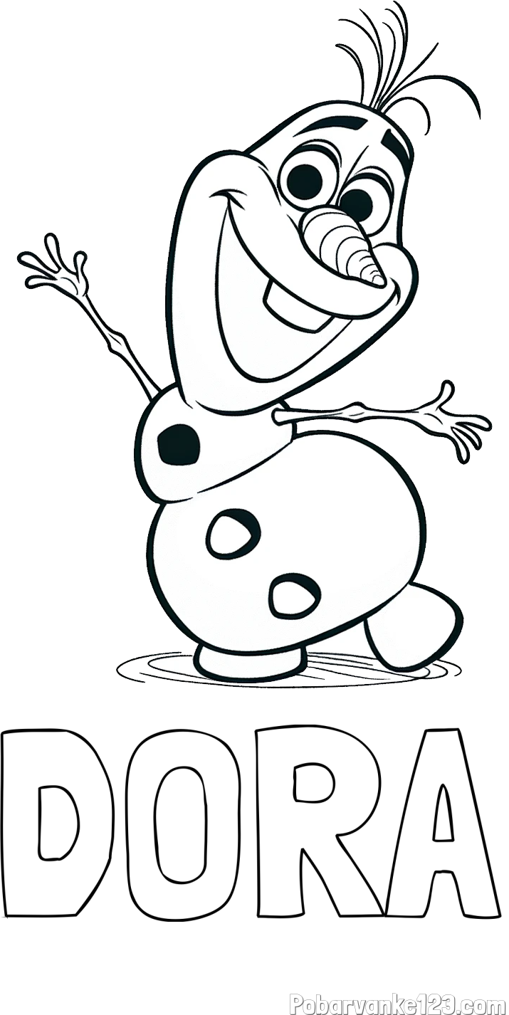 Pobarvanka imena DORA in pobarvanka Olaf
