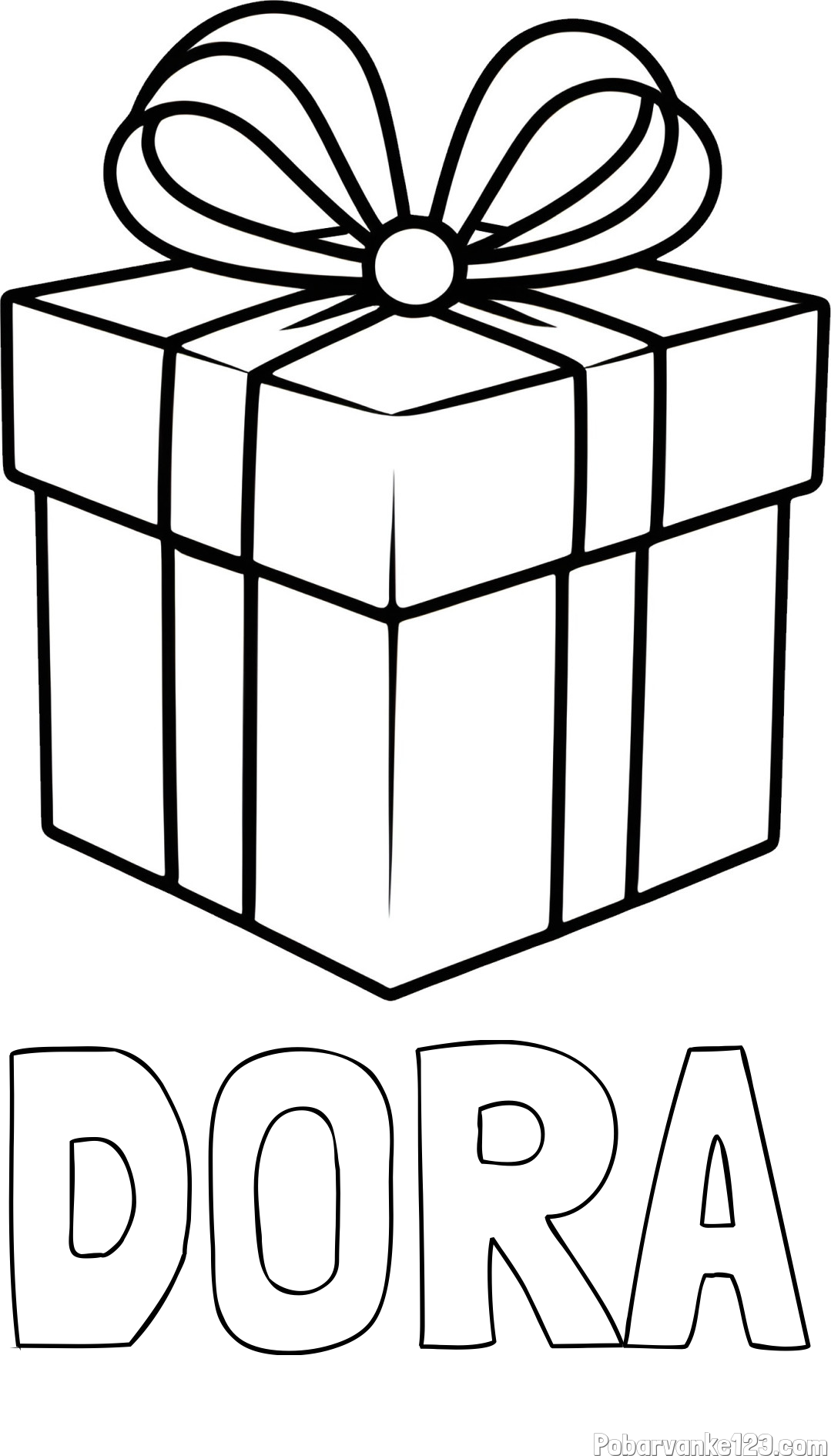 Pobarvanka imena DORA in pobarvanka preprostega darila