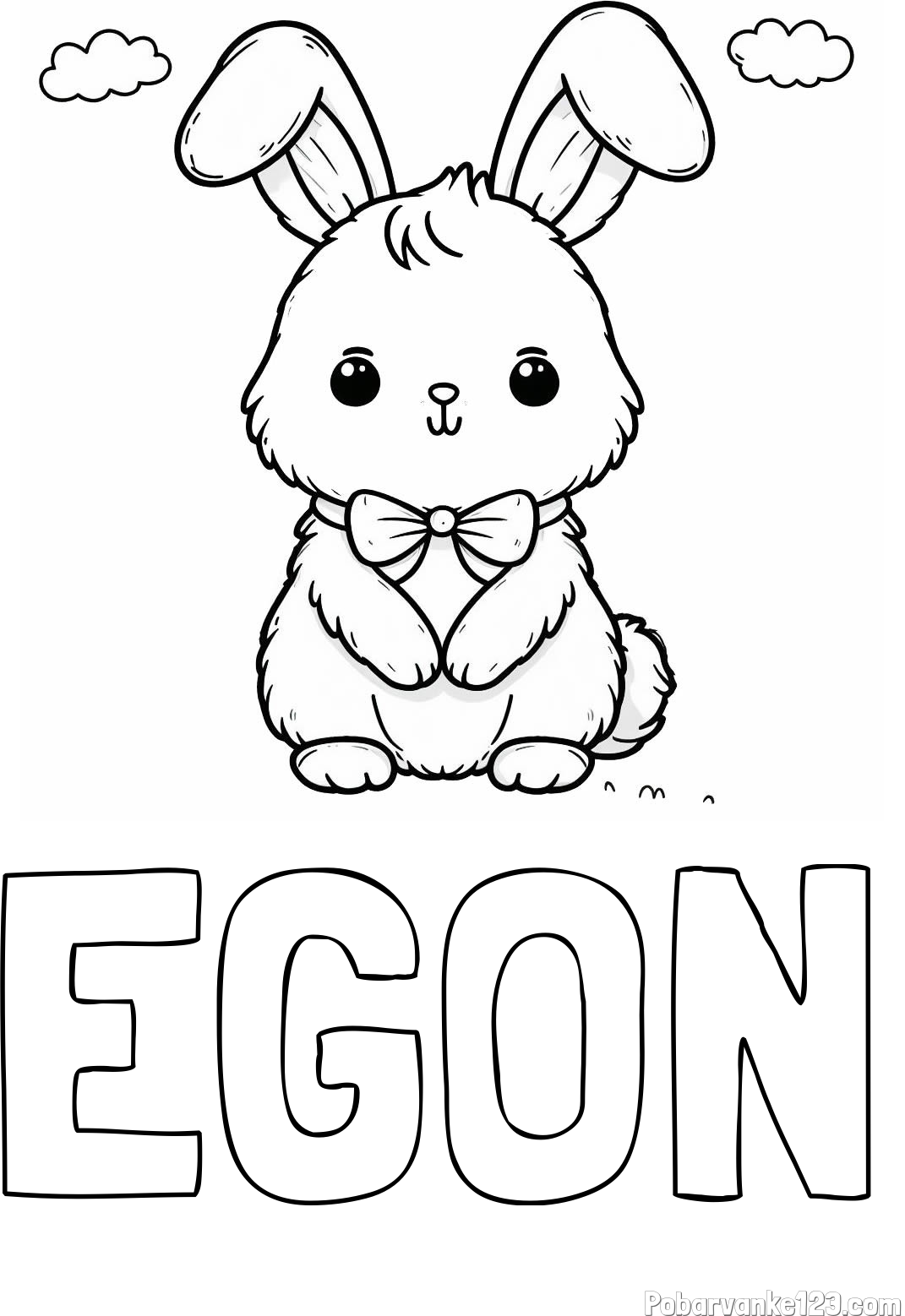 Pobarvanka imena EGON in pobarvanka prikupnega zajčka