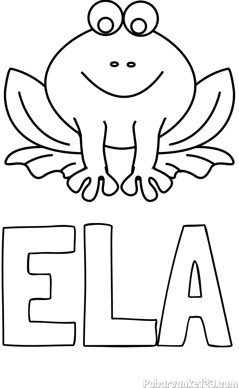 Pobarvanka imena ELA in pobarvanka nasmejane žabe