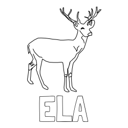 Online izdelana pobarvanka - Pobarvanka imena ELA in pobarvanka preprostega jelenčka