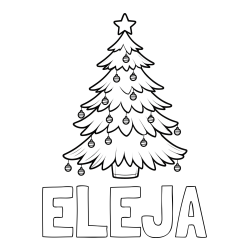 Online izdelana pobarvanka - Pobarvanka imena ELEJA in pobarvanka božične jelke z božično zvezdico in bunkicami