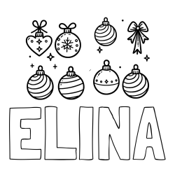 Online izdelana pobarvanka - Pobarvanka imena ELINA in pobarvanka božičnih okraskov za na smrečico