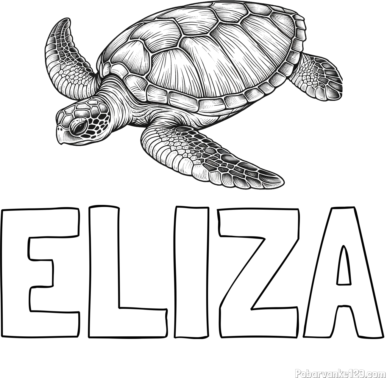 Pobarvanka imena ELIZA in pobarvanka čudovite želve