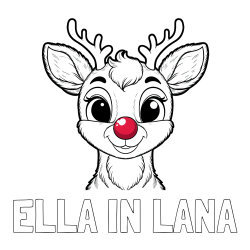 Online izdelana pobarvanka - Pobarvanka imena ELLA IN LANA in otroška pobarvanka simpatičnega jelenčka Rudolfa