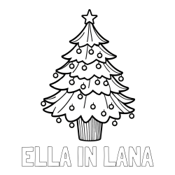 Online izdelana pobarvanka - Pobarvanka imena ELLA IN LANA in pobarvanka preproste božične smreke