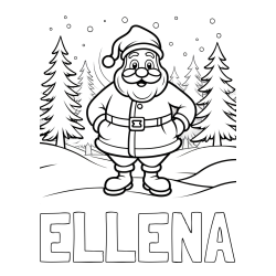 Online izdelana pobarvanka - Pobarvanka imena ELLENA in pobarvanka Božička v gozdu