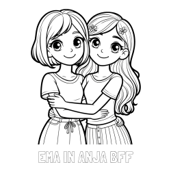 Online izdelana pobarvanka - Pobarvanka imena EMA IN ANJA BFF in pobarvanka ljubkih prijateljic