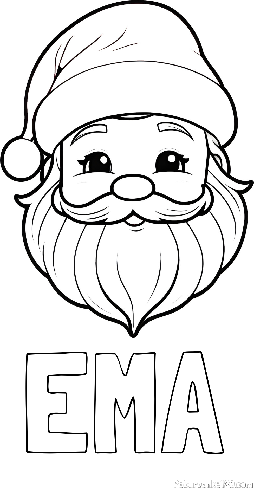 Pobarvanka imena EMA in pobarvanka ljubke božičkove glave