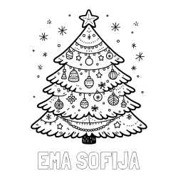 Online izdelana pobarvanka - Pobarvanka imena EMA SOFIJA in pobarvanka novoletne jelke